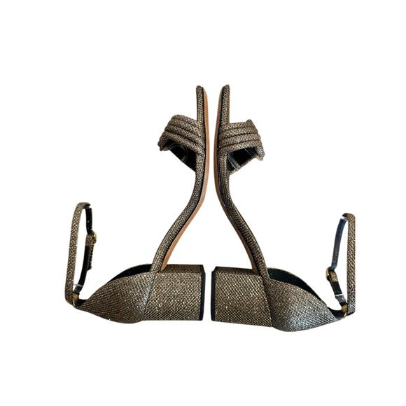 Alexandre Birman Vicky 60 Metallic Gold Bronze Glitter Knotted Sandal 38 - Picture 7 of 11